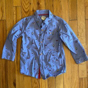 Kids Hatley Robots & Racec ars Button Down Shirt - Size 4